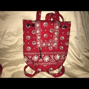 Red Vera Bradley backpack style purse